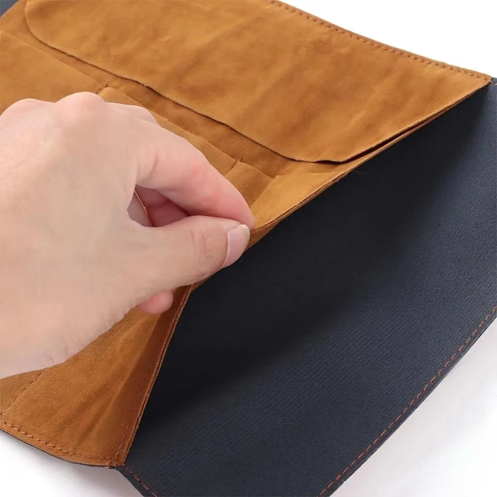 Retro Leather Roll Pencil Case – Large Capacity