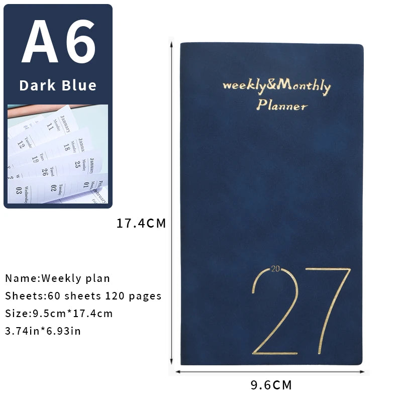 A6 2027 Portable Daily Planner – 365 Days with Bookmark & Index