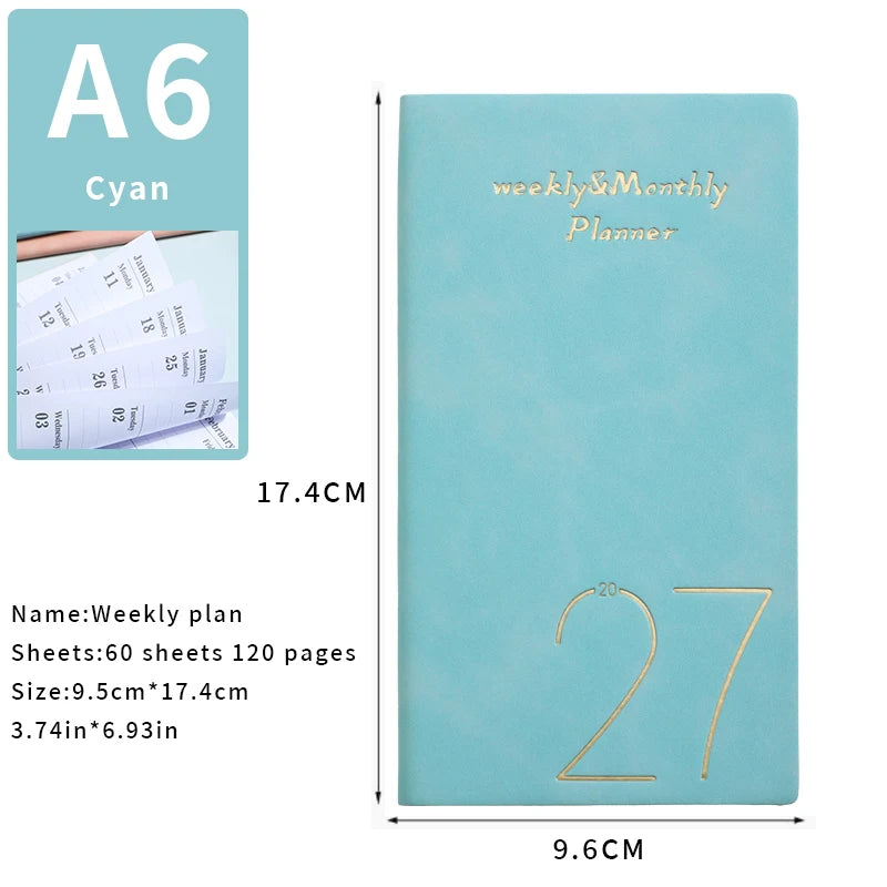 A6 2027 Portable Daily Planner – 365 Days with Bookmark & Index