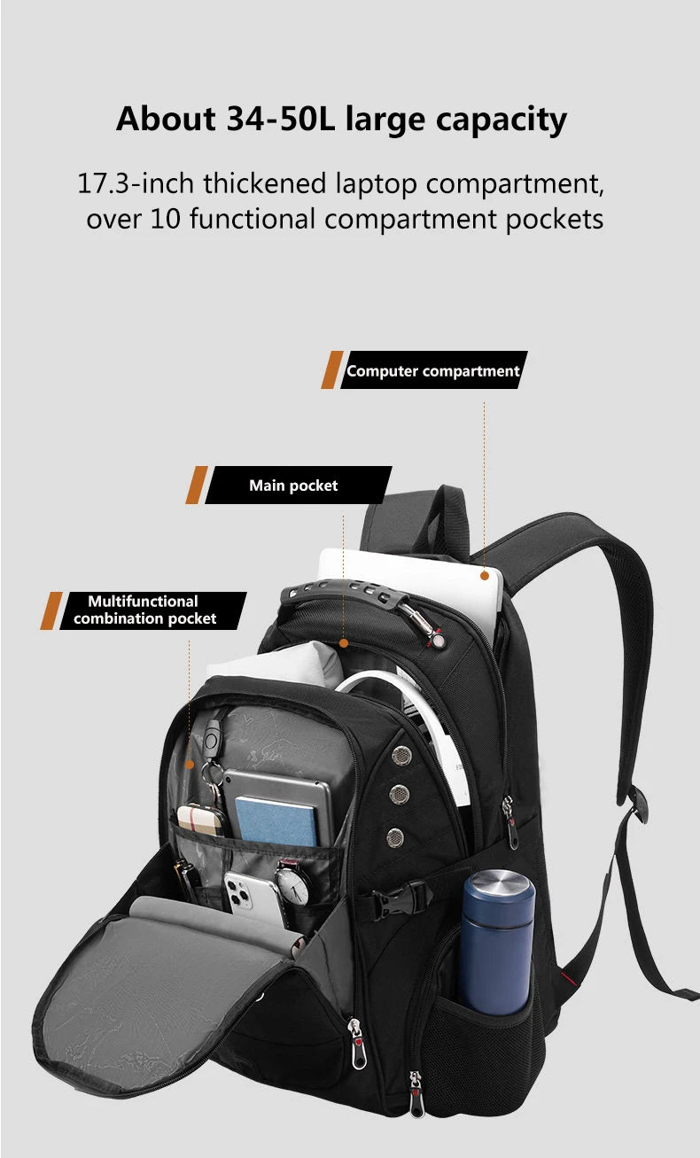 Waterproof Laptop Backpack – 17/20 Inch Travel & School Bag for Men & Women