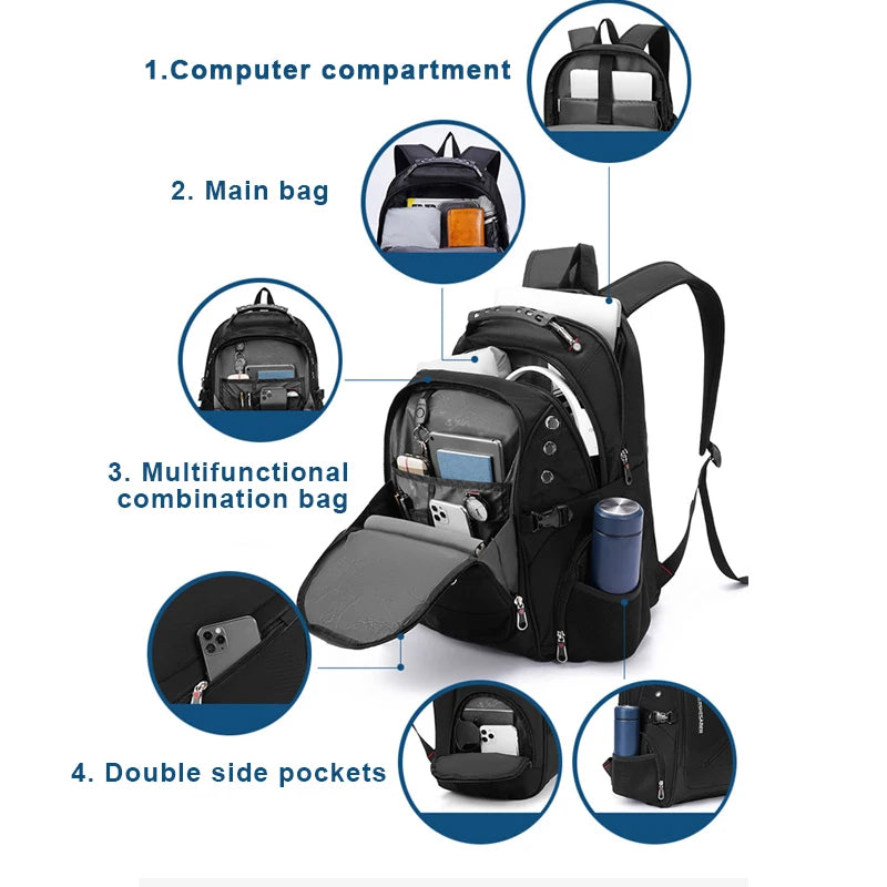 Waterproof Laptop Backpack – 17/20 Inch Travel & School Bag for Men & Women