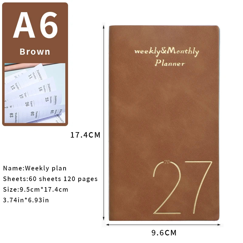 A6 2027 Portable Daily Planner – 365 Days with Bookmark & Index