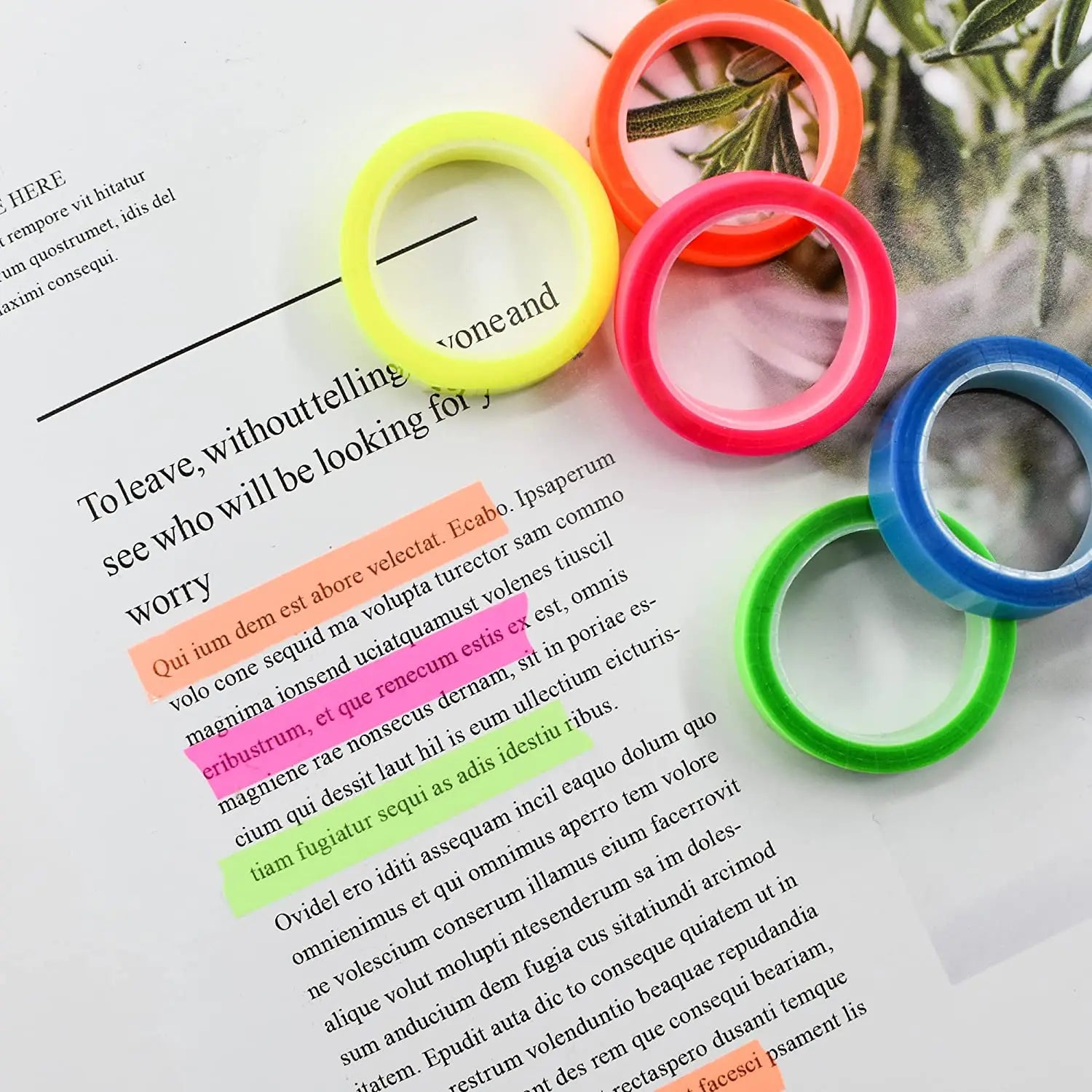 Fluorescent Index Tab Stickers – 5 Colors Transparent Sticky Notes