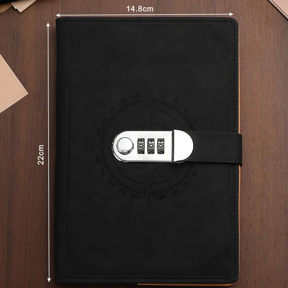 Retro Password Notebook with Lock – A5 200 Pages Diary Binder
