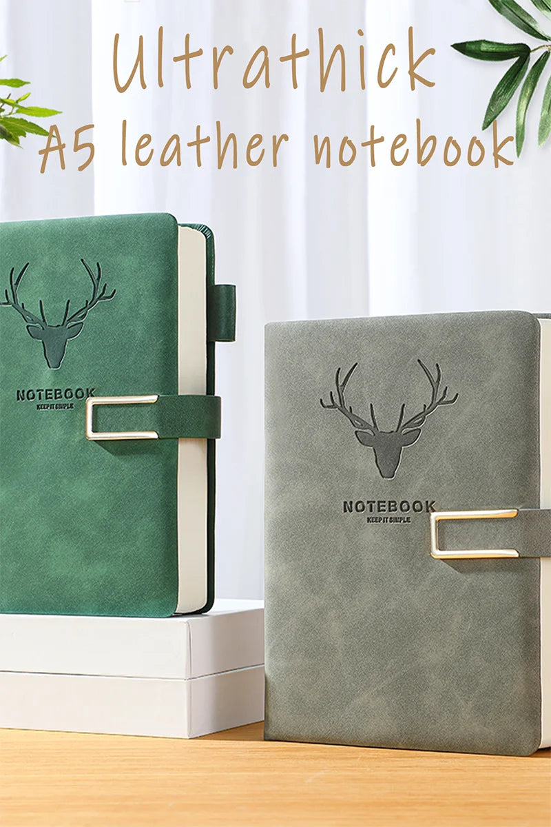 A5 Leather Notebook – 200 Pages Soft Cover with Bookmark