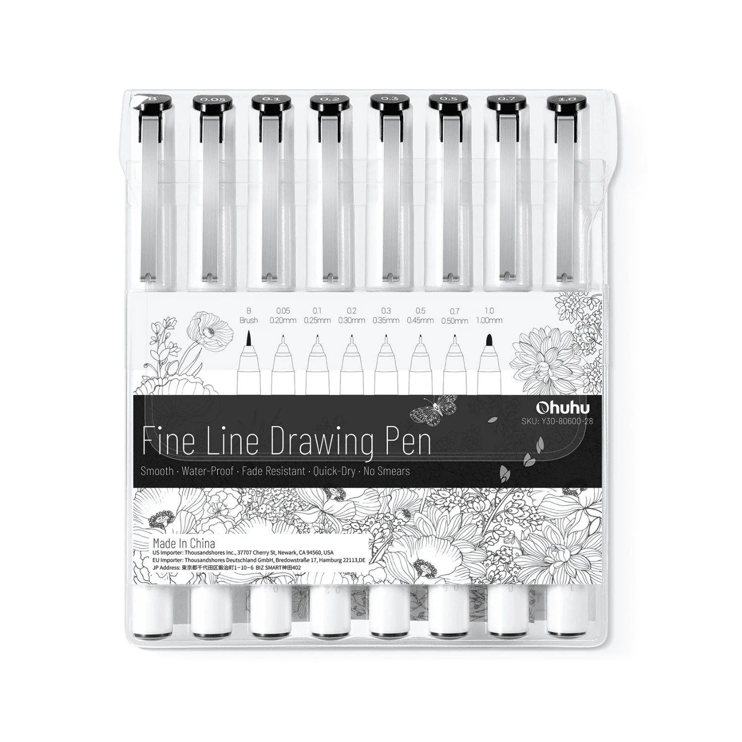 Ohuhu Micro Fineliner Drawing Pens – 8 Pack Waterproof Art Pens