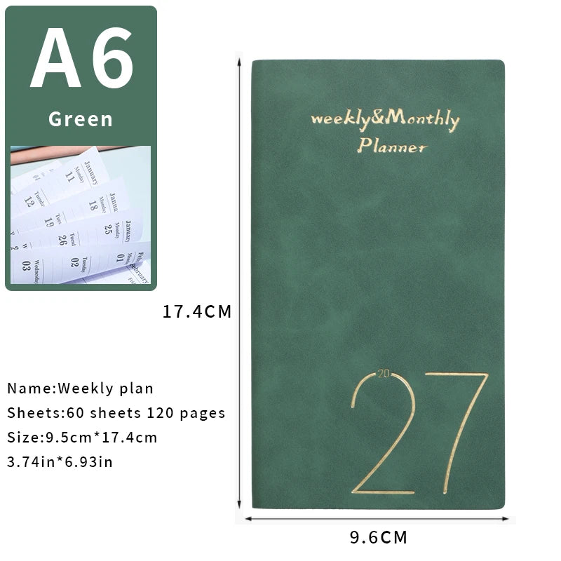 A6 2027 Portable Daily Planner – 365 Days with Bookmark & Index