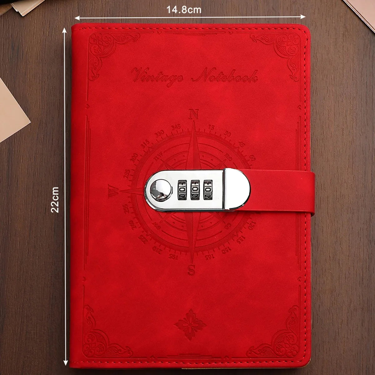 Retro Password Notebook with Lock – A5 200 Pages Diary Binder