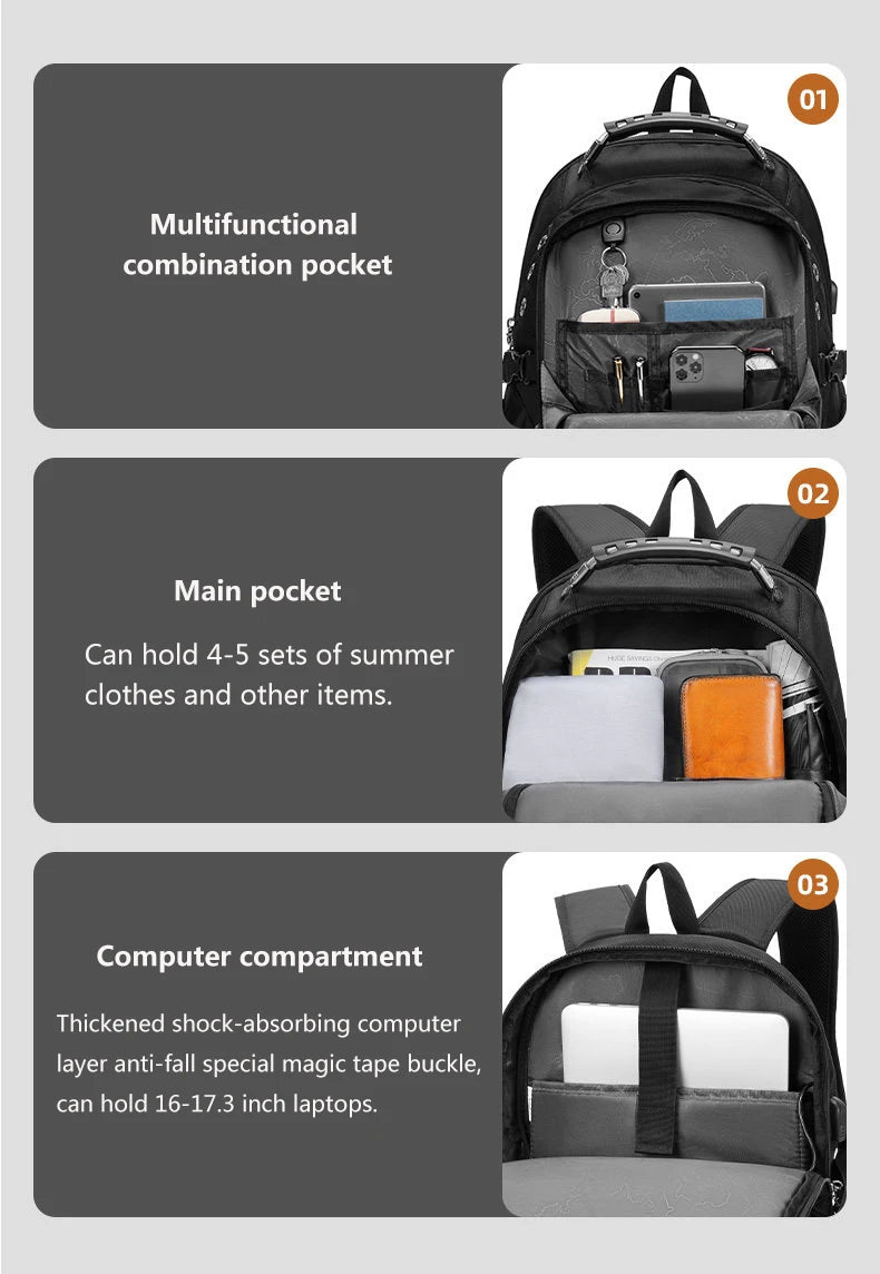 Waterproof Laptop Backpack – 17/20 Inch Travel & School Bag for Men & Women