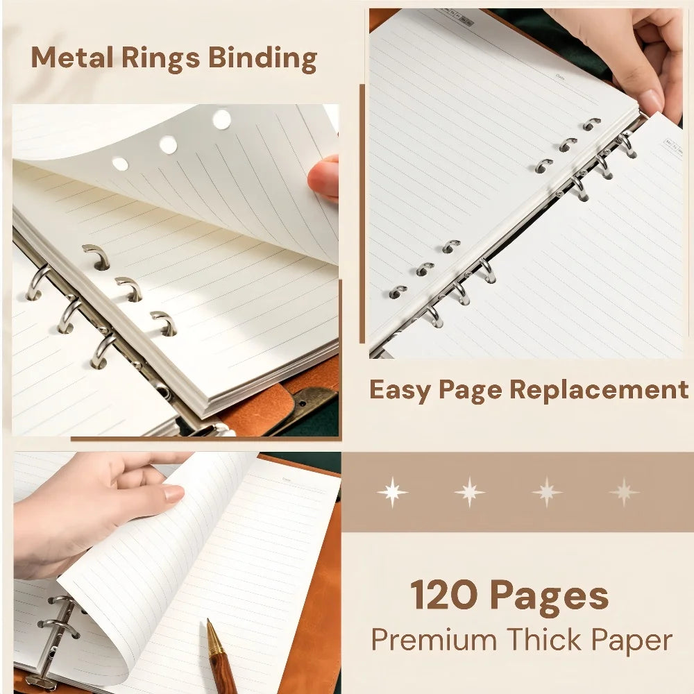 Vintage Leather Notebook Diary – Portable Journal for Students & Business