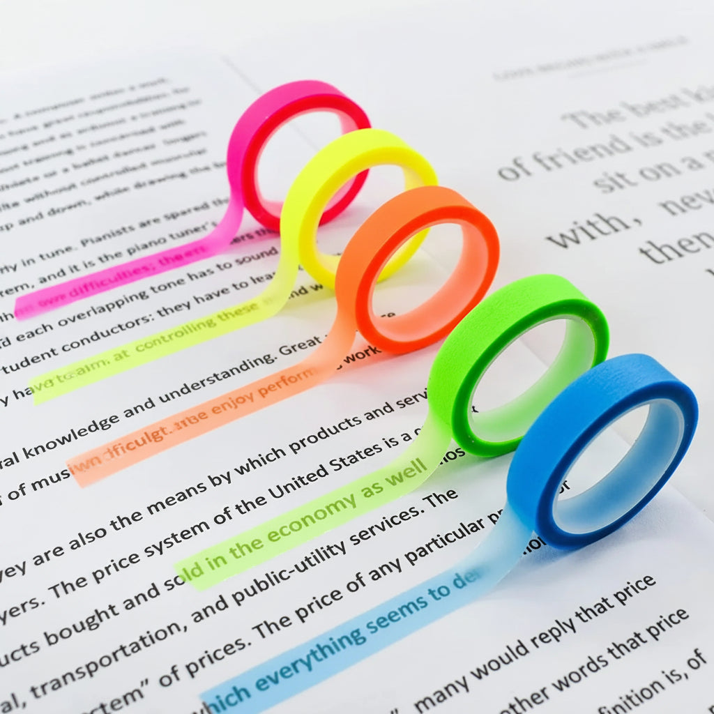 Fluorescent Index Tab Stickers – 5 Colors Transparent Sticky Notes