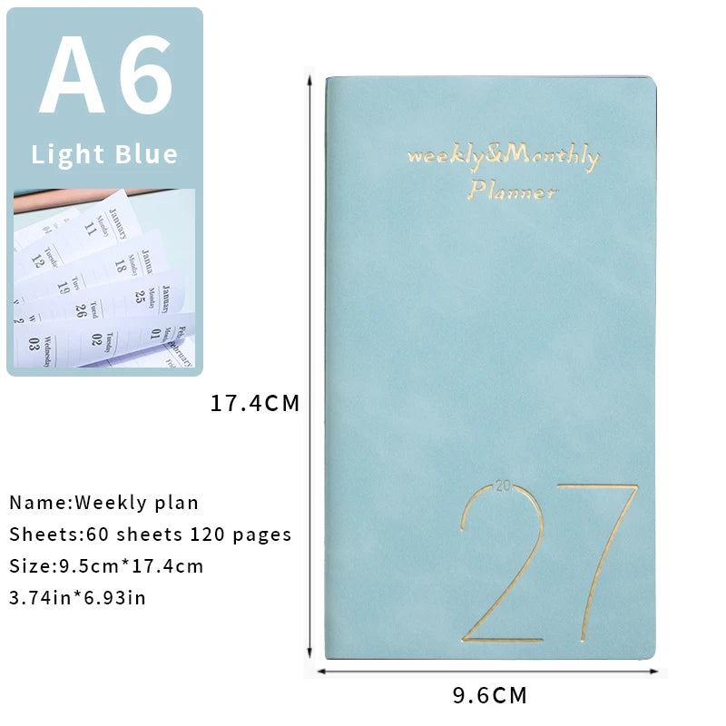 A6 2027 Portable Daily Planner – 365 Days with Bookmark & Index