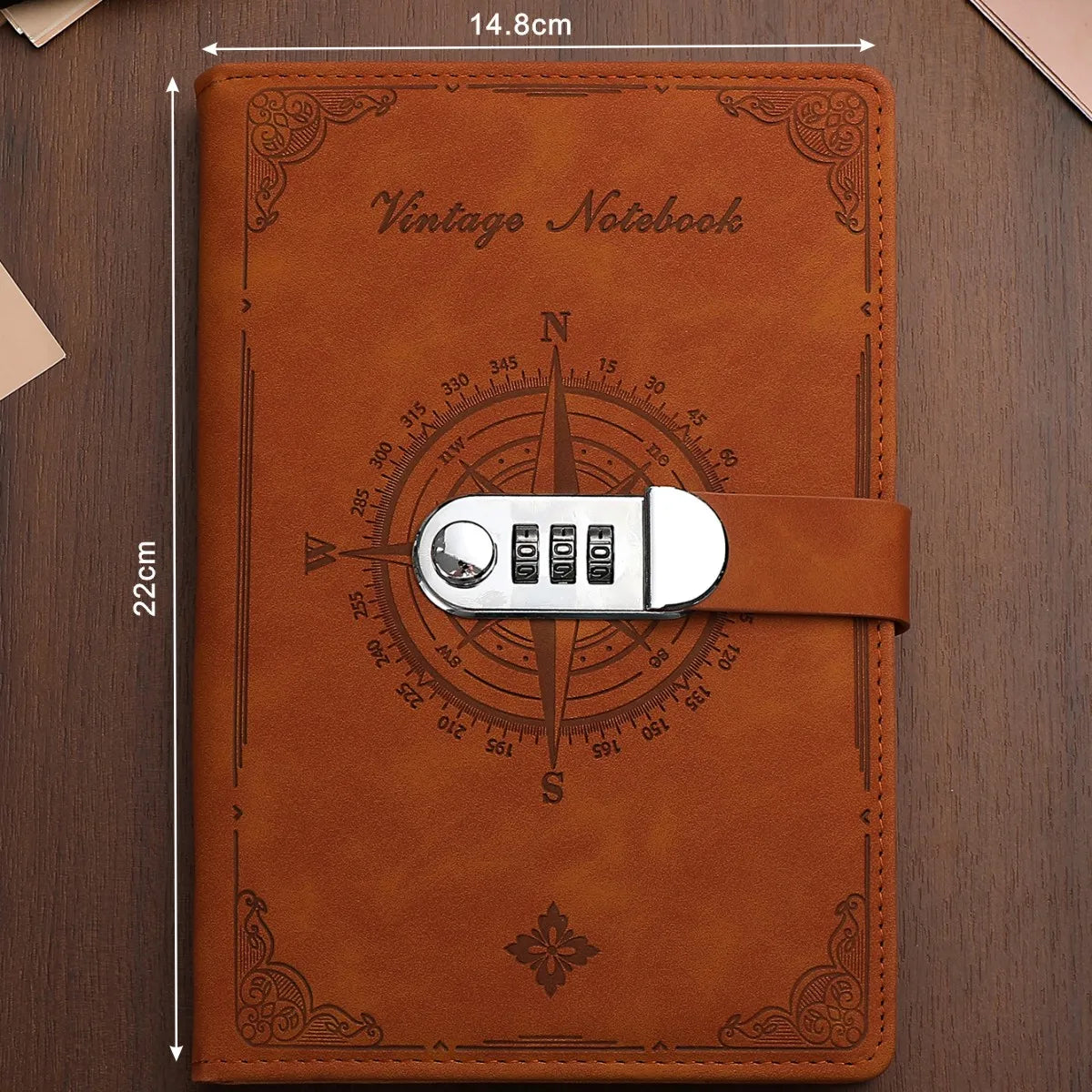 Retro Password Notebook with Lock – A5 200 Pages Diary Binder