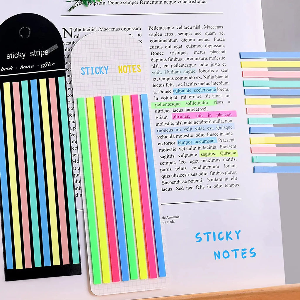 Fluorescent Index Tab Stickers – 5 Colors Transparent Sticky Notes