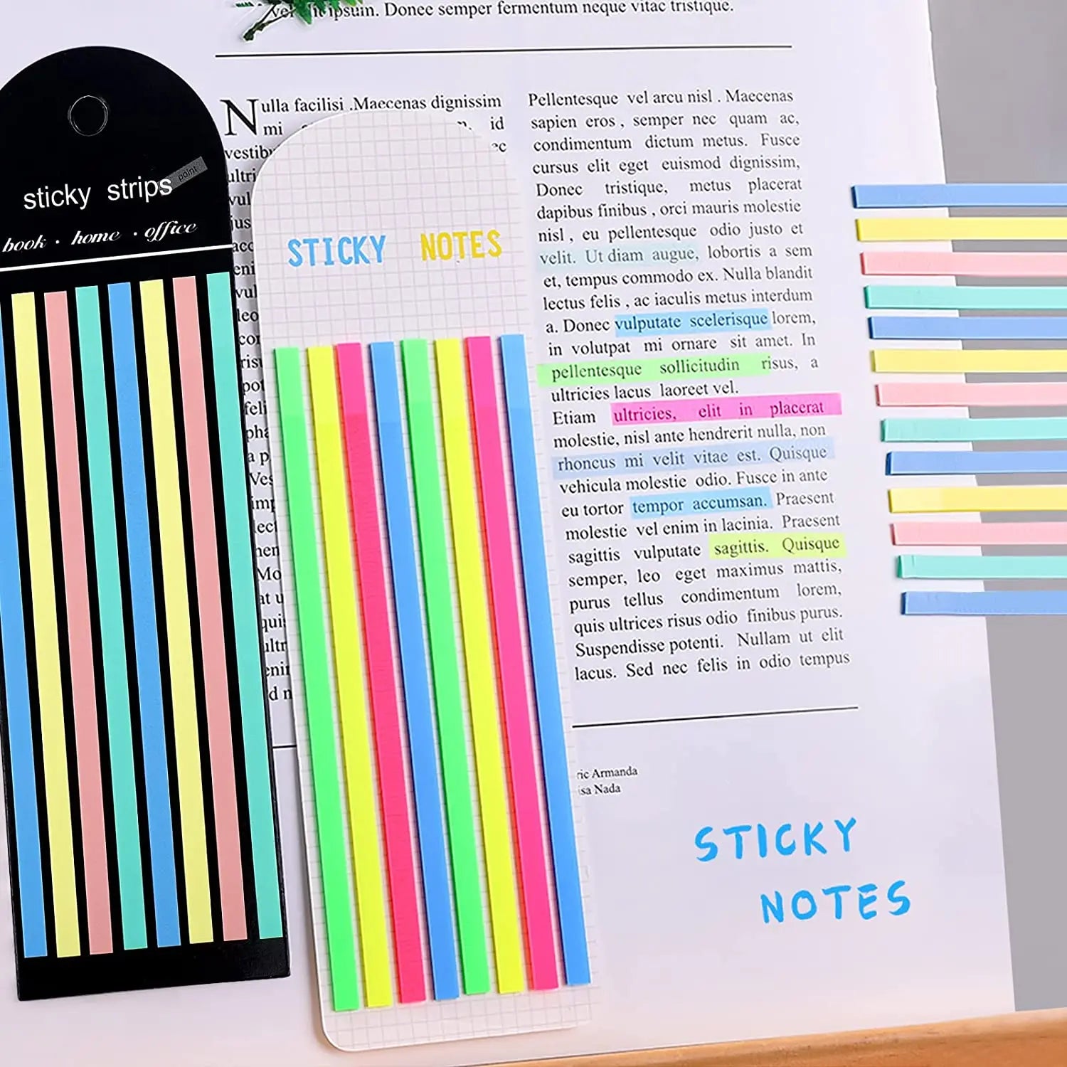 Fluorescent Index Tab Stickers – 5 Colors Transparent Sticky Notes