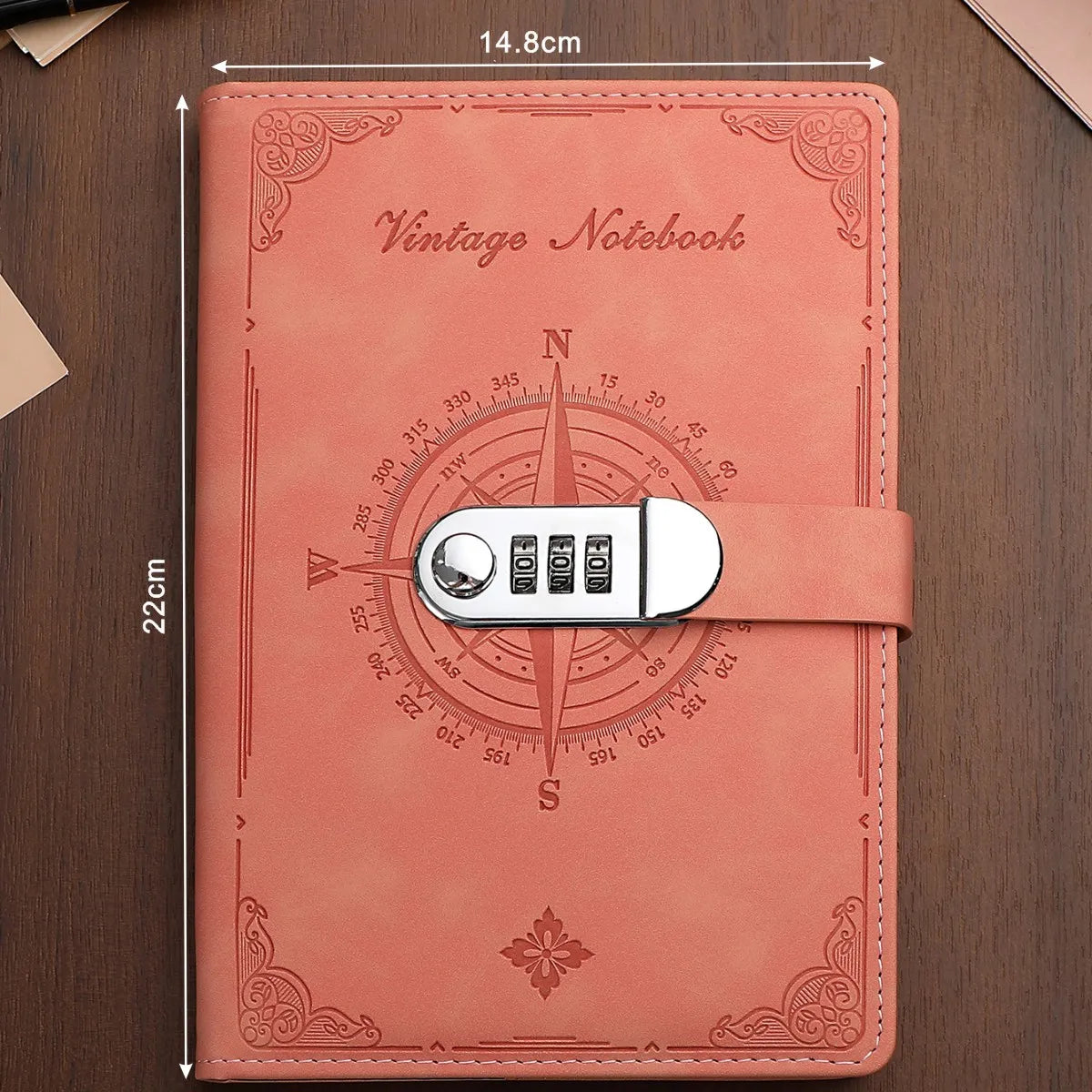Retro Password Notebook with Lock – A5 200 Pages Diary Binder