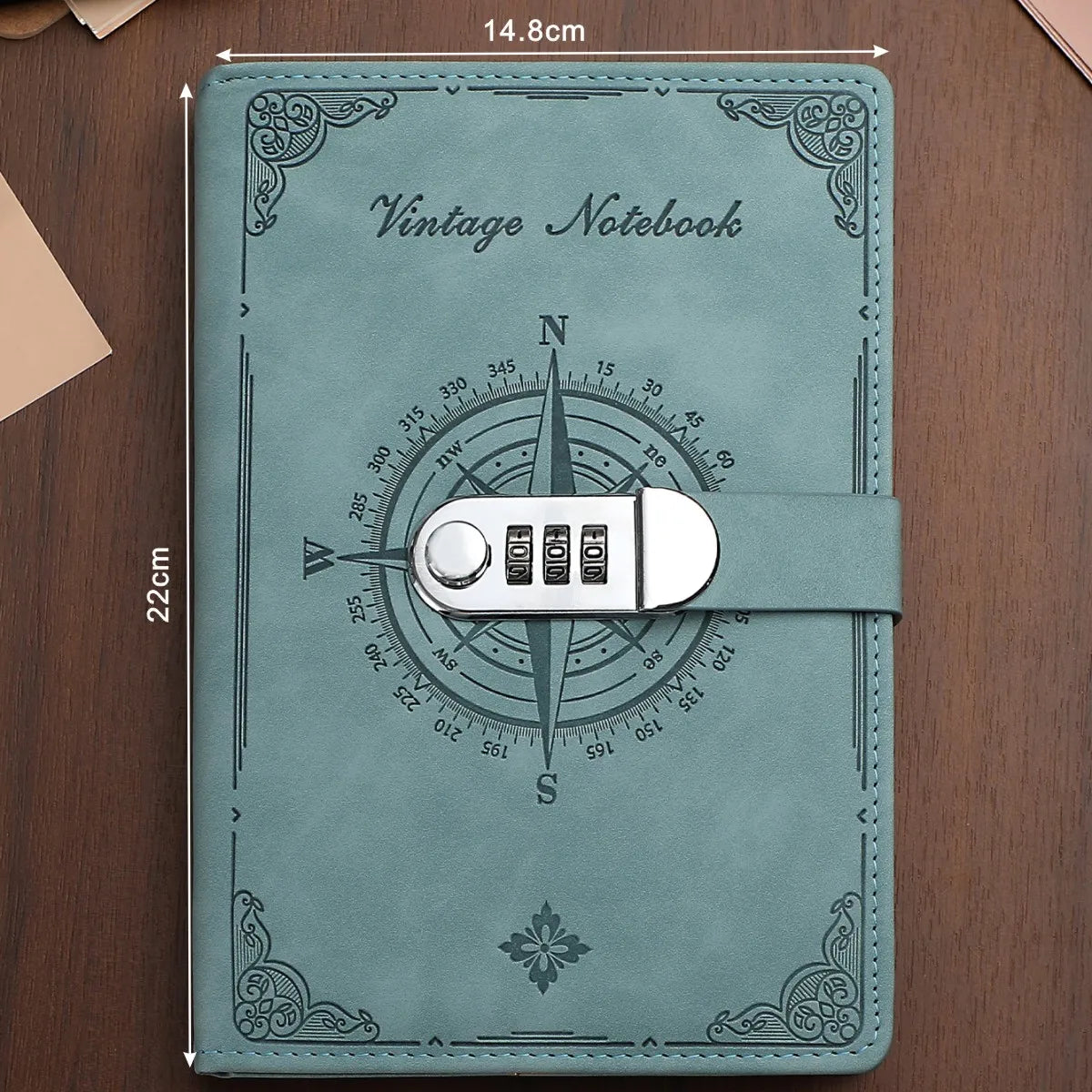 Retro Password Notebook with Lock – A5 200 Pages Diary Binder