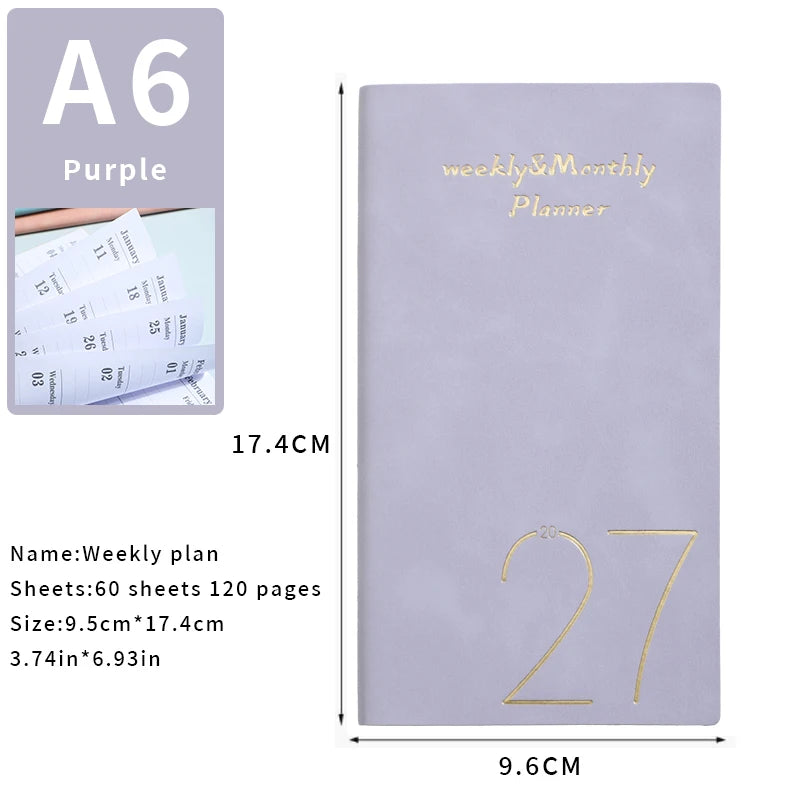 A6 2027 Portable Daily Planner – 365 Days with Bookmark & Index