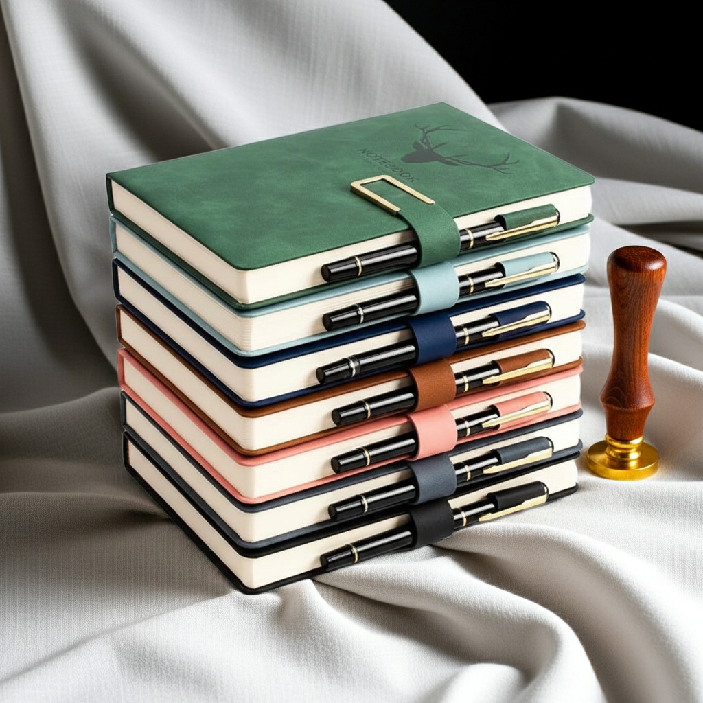 A5 Leather Notebook – 200 Pages Soft Cover with Bookmark