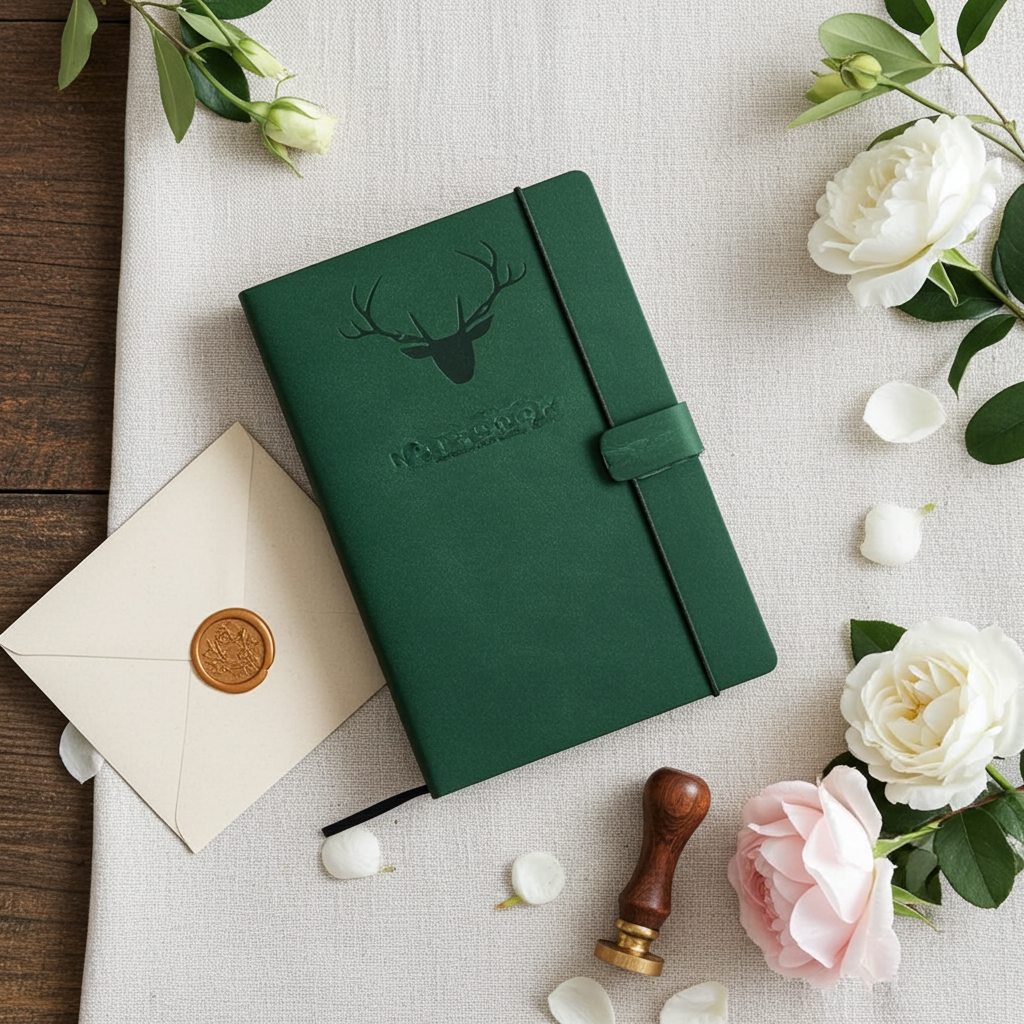 A5 Leather Notebook – 200 Pages Soft Cover with Bookmark